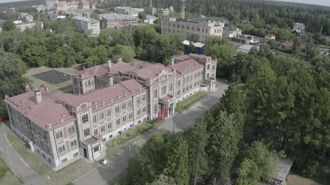 Aerial Drone View of Historic Building in Noginsk