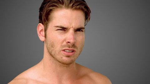 Portrait Handsome Naked Bearded Man Examining Stock Photo (Edit Now