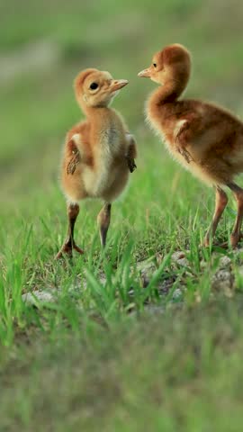 Cutest Little Florida Sandhill Crane Colt Slomo Slow Motion Fight Battle