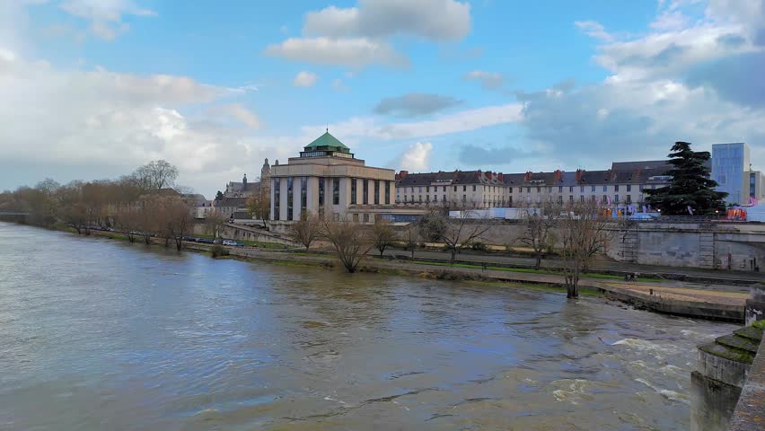 The view from Pont Wilson Bridge across the Loire River in Tours, France