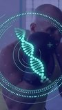 Animation of data processing and scope scanning with dna strand over caucasian male boxer. Global sport and digital interface concept digitally generated video. - Powered by Shutterstock - Get 15% off with code: PIKWIZARD15