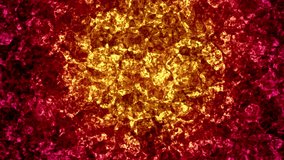 Vibrant 4K seamless loop featuring a radiant blend of ruby red and golden crystal textures. Dynamic organic motion with a central glow, perfect for luxury branding, awards ceremonies, and elegant backgrounds. Natural vignette, providing professional copy space for sophisticated titles and motion graphics. - Powered by Shutterstock - Get 15% off with code: PIKWIZARD15
