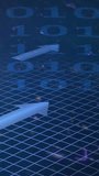 Animation of scope scanning, binary coding and blue arrows on grid background. Digital interface global connection and communication concept digitally generated video. - Powered by Shutterstock - Get 15% off with code: PIKWIZARD15