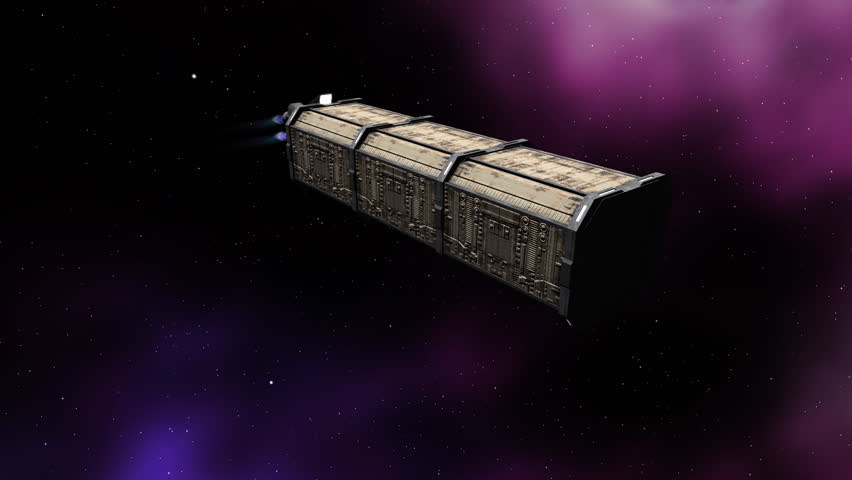 Futuristic animation of cargo and a space ship