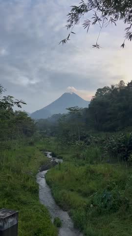 Mountain Stream Leading to Mount Merapi in Indonesia