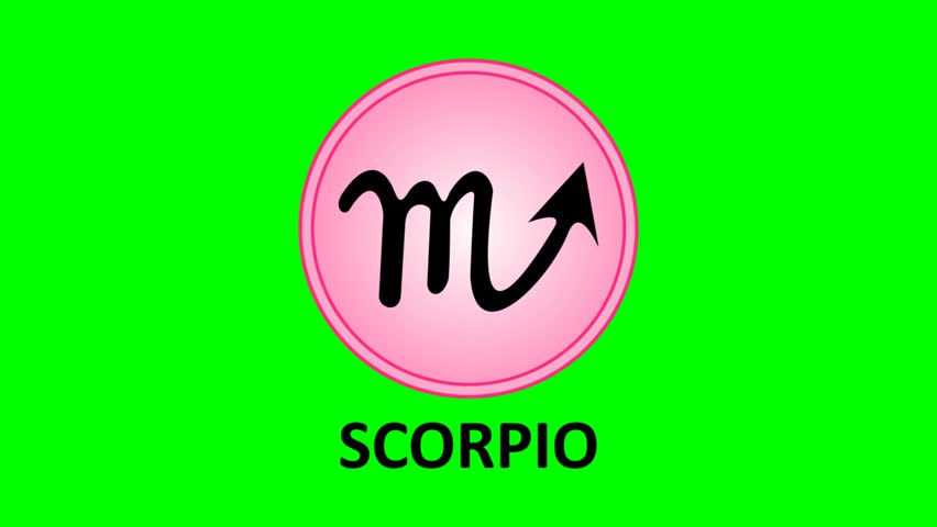 Scorpio zodiac sign animation icon on green screen background.