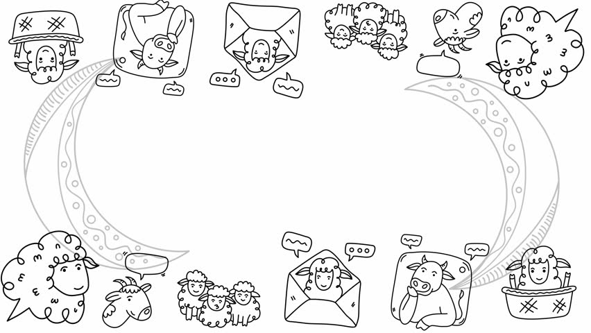 artistic sketch of cute animals with mail for holiday invitations