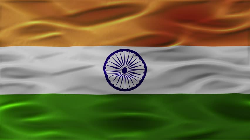 India flag waving Video. Waving Indian flag made of satin or silk fabric. 4K Video Animation.