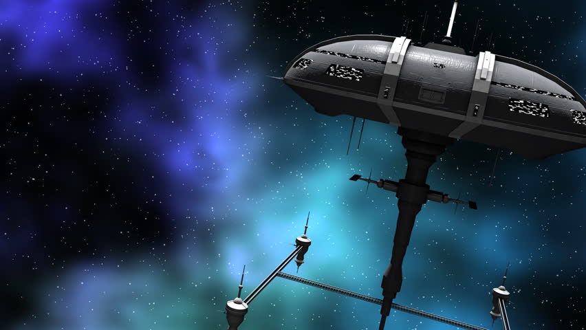 Animation of a futuristic space ship and warriors
