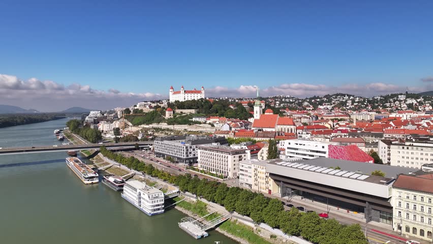 Aerial view of Bratislava Castle, St. Martin