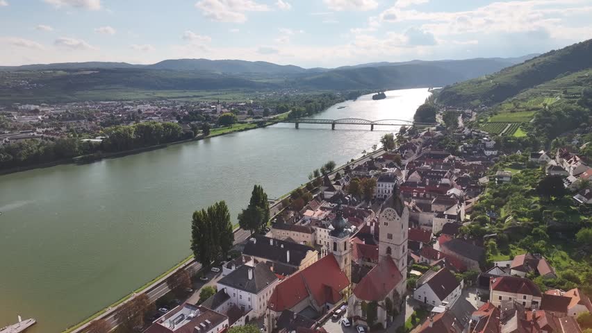 Krems Danube River Bridge And Town Aerial