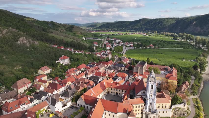 Durnstein Castle Ruins Landscape Austria Aerial