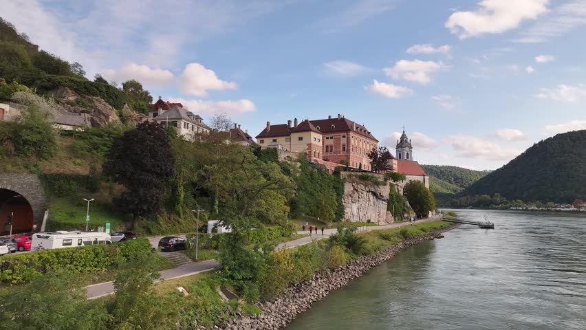Durnstein Street And Church Scenic View Austria