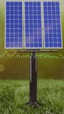 Animation of data processing over solar panel on grass against spots of light. Solar energy and technology concept - Powered by Shutterstock - Get 15% off with code: PIKWIZARD15