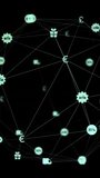 Animation of data processing and globe with icons over dark background. Global cyber security, connections, computing and data processing concept digitally generated video. - Powered by Shutterstock - Get 15% off with code: PIKWIZARD15