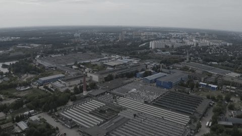 Drone Moving Sideways over Noginsk Industrial District