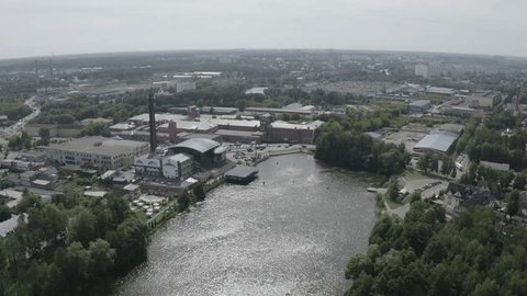 Drone Spinning Upward above Noginsk River City