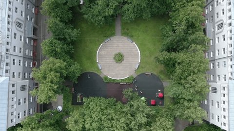 Drone Flying Forward Tilting Courtyard