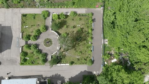 Aerial Sideways Motion over Urban Rooftops Yard