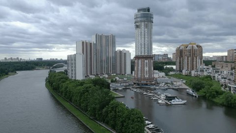 Aerial Panorama of Mayak Residential Complex and Moscow Canal