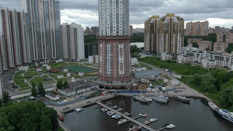 Aerial View of Mayak Residential Complex and Moscow Canal