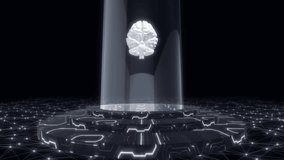 Animated white color glowing 3d brain cyber AI and mother board cyber security futuristic design loopable black technology background - Powered by Shutterstock - Get 15% off with code: PIKWIZARD15