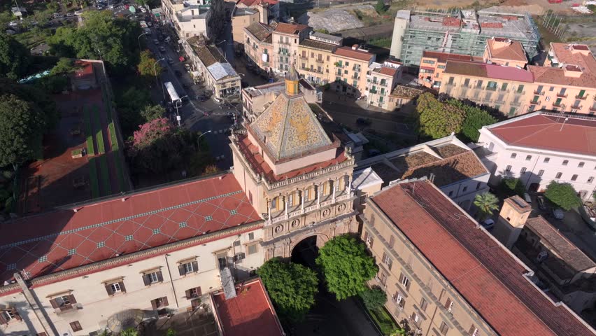 Palermo, Italy: Royal Palace of Palermo, Norman Palace - Palazzo dei Normann, in capital city of Sicily island, Aerial.