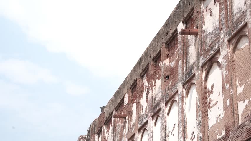 Mughal Era Architectural Details of Weathered Red Brick Walls at Lahore Fort