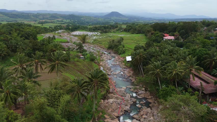 aerial of Canlaon City, Negros Oriental, Philippines. Stunning volcanic scenery