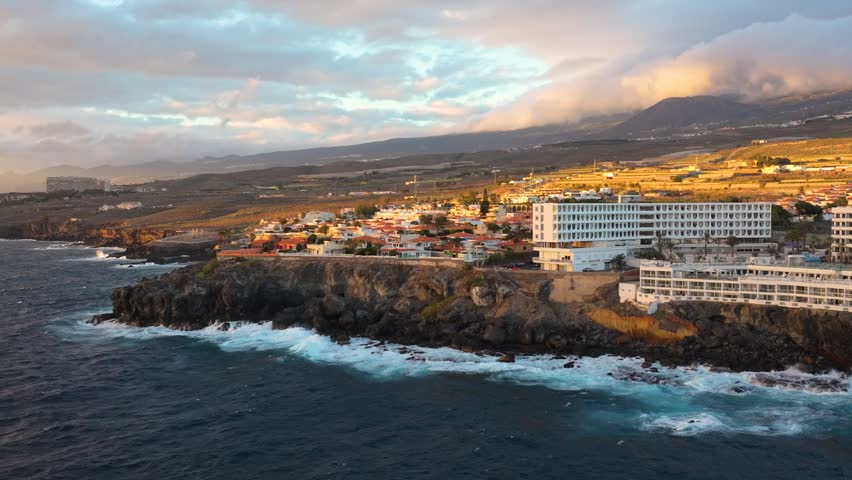 Sunlit hotel perched on Tenerife