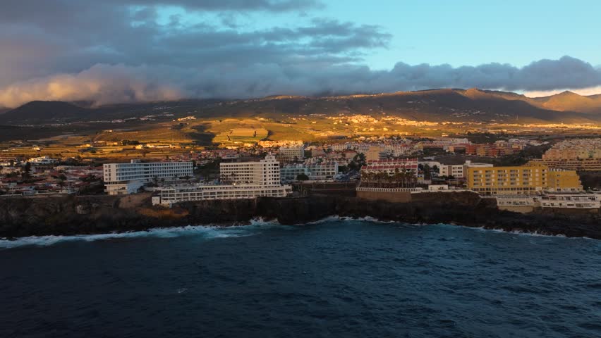 Sunlit hotel perched on Tenerife