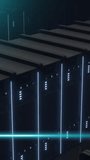 Animation of blue scanner beams and interfaces processing data over banks of computer servers. Connection, data, processing, digital interface and communication, digitally generated video. - Powered by Shutterstock - Get 15% off with code: PIKWIZARD15