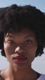Animation of social media data processing over african american woman on beach. Global fitness, networks, computing, digital interface and data processing concept digitally generated video. - Powered by Shutterstock - Get 15% off with code: PIKWIZARD15
