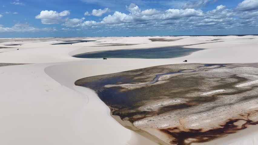 Lencois Maranhenses At Santo Amaro In Maranhao Brazil. Nature Scenery. High Sand Dunes. Lencois Maranhenses At Brazil. Rainwater Lakes. Stunning Ecosystem. Tropical Travel. Brazil Northeastern.