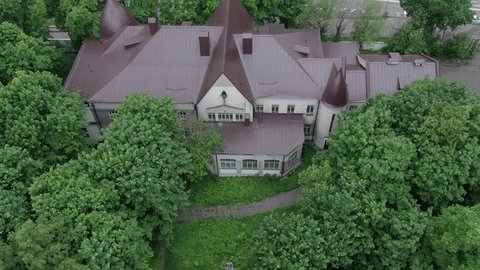 Upward Rotating Drone View over Residential Building