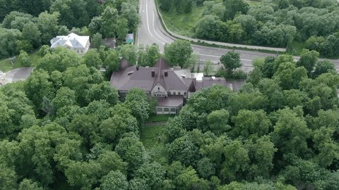 Drone Flying Forward Down Forest Residence