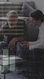 Animation of data processing over diverse businessmen talking. Global business and digital interface concept digitally generated video. - Powered by Shutterstock - Get 15% off with code: PIKWIZARD15