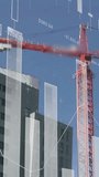 Construction site with crane and building, financial data processing animation over it. architecture, development, finance, progress, technology, business - Powered by Shutterstock - Get 15% off with code: PIKWIZARD15
