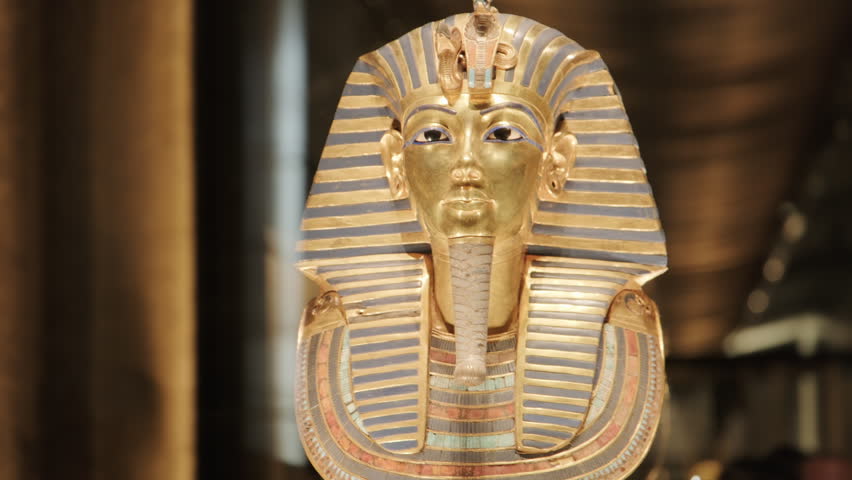 The golden burial mask of Egyptian Pharaoh Tutankhamun
