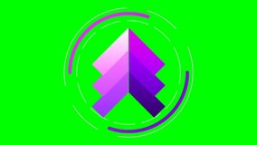 Purple geometric arrow logo animation with rotating circular lines - Powered by Shutterstock - Get 15% off with code: PIKWIZARD15