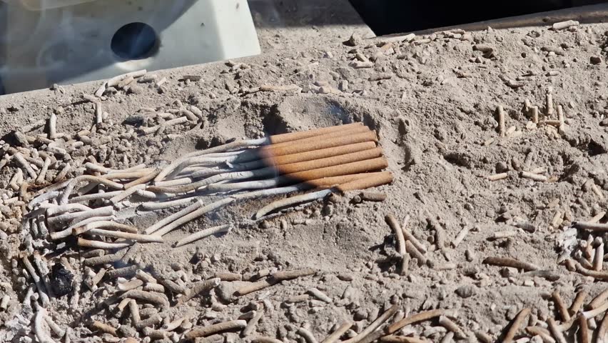 Ema Burning Praying Sticks in Fushimi Inari Taisha Shinto Shrine in Kyoto, Japan, Close Up