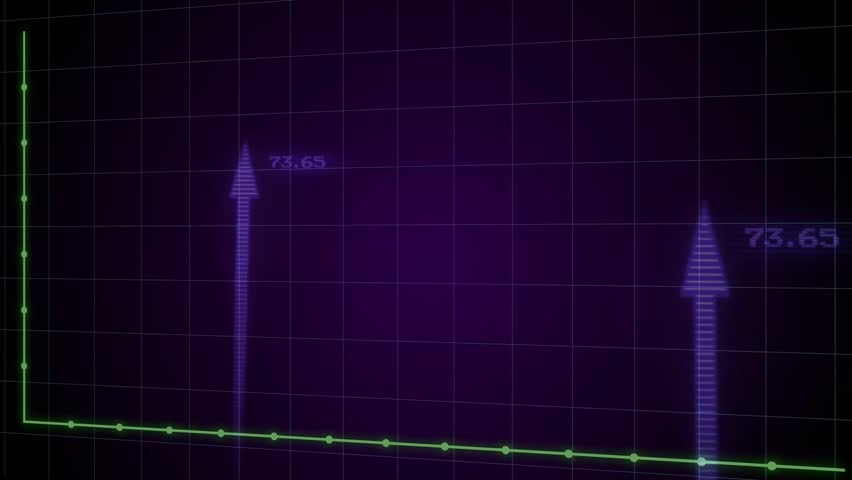 Tech line drawing as cursor adding points, arrows marking peaks, labels showing trend, fading base. Dataviz, chart, dashboard, markers, animation, teal, purple