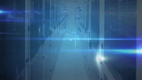 Node appearing, emitting beams over server aisle, HUD spawning links, forming web showing network. Datacenter, infrastructure, holographic, overlay, connectivity, visualization, futuristic - Powered by Shutterstock - Get 15% off with code: PIKWIZARD15