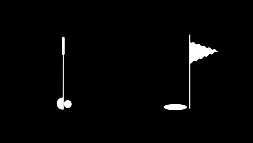 Minimal golf putter hits white ball into hole. Golf player hitting the ball, Golf ball going into the hole on the golf course.