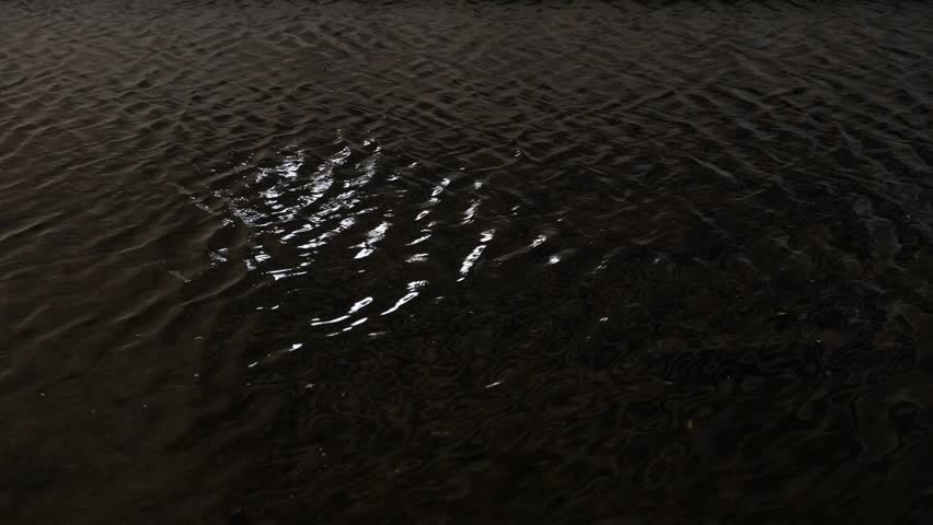 Dark water surface with light reflection and abstract ripple pattern
Dark water surface with subtle ripples and a soft reflection of light creating an abstract pattern. The composition offers ample copy space, making it suitable for atmospheric backgrounds, overlays, or minimal design use.