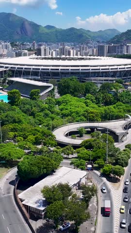 Maracana Stadium In Rio De Janeiro In Brazil. Freeway Road. Downtown Cityscape. Soccer Stadium. Maracana Stadium In Rio De Janeiro In Brazil. Beautiful Day.