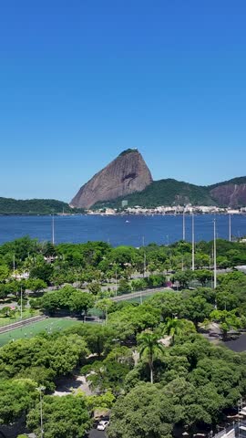 Rio De Janeiro Skyline In Rio De Janeiro In Brazil. Sugarloaf Mountain Scenery. Downtown District. Guanabara Bay Skyline. Rio De Janeiro Skyline In Rio De Janeiro In Brazil. Beautiful Cityscape.