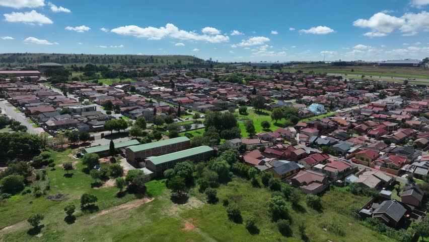 Aerial drone view of the townscape of Soweto. Johannesburg, South Africa.