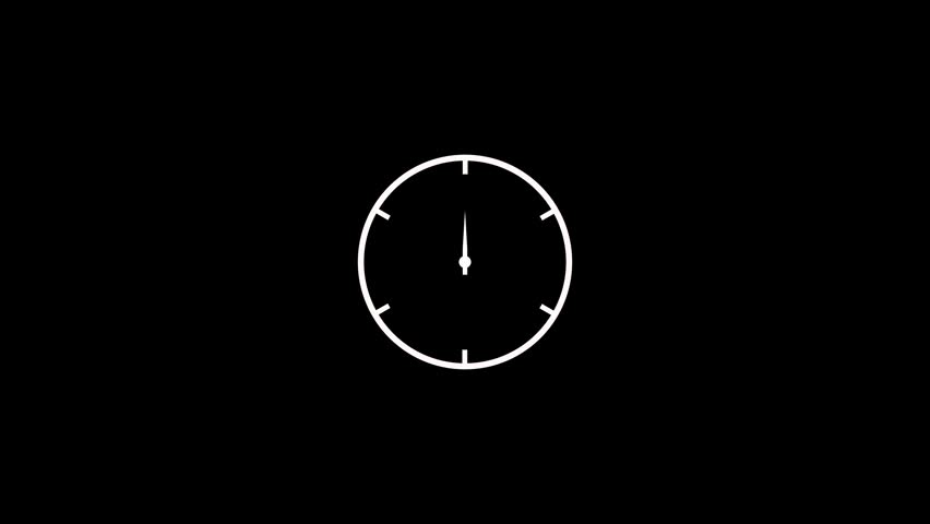 Abstract spinning clock icon animation Clock icon vector animation with clock face on black background.4K video