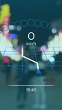 Animation of electric car speedometer data processing over city. Global car travel, business, finances, computing and data processing concept digitally generated video. - Powered by Shutterstock - Get 15% off with code: PIKWIZARD15